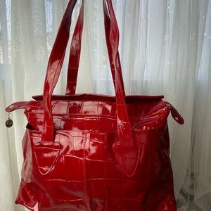 Vintage Etra hand bag. Red genuine leather